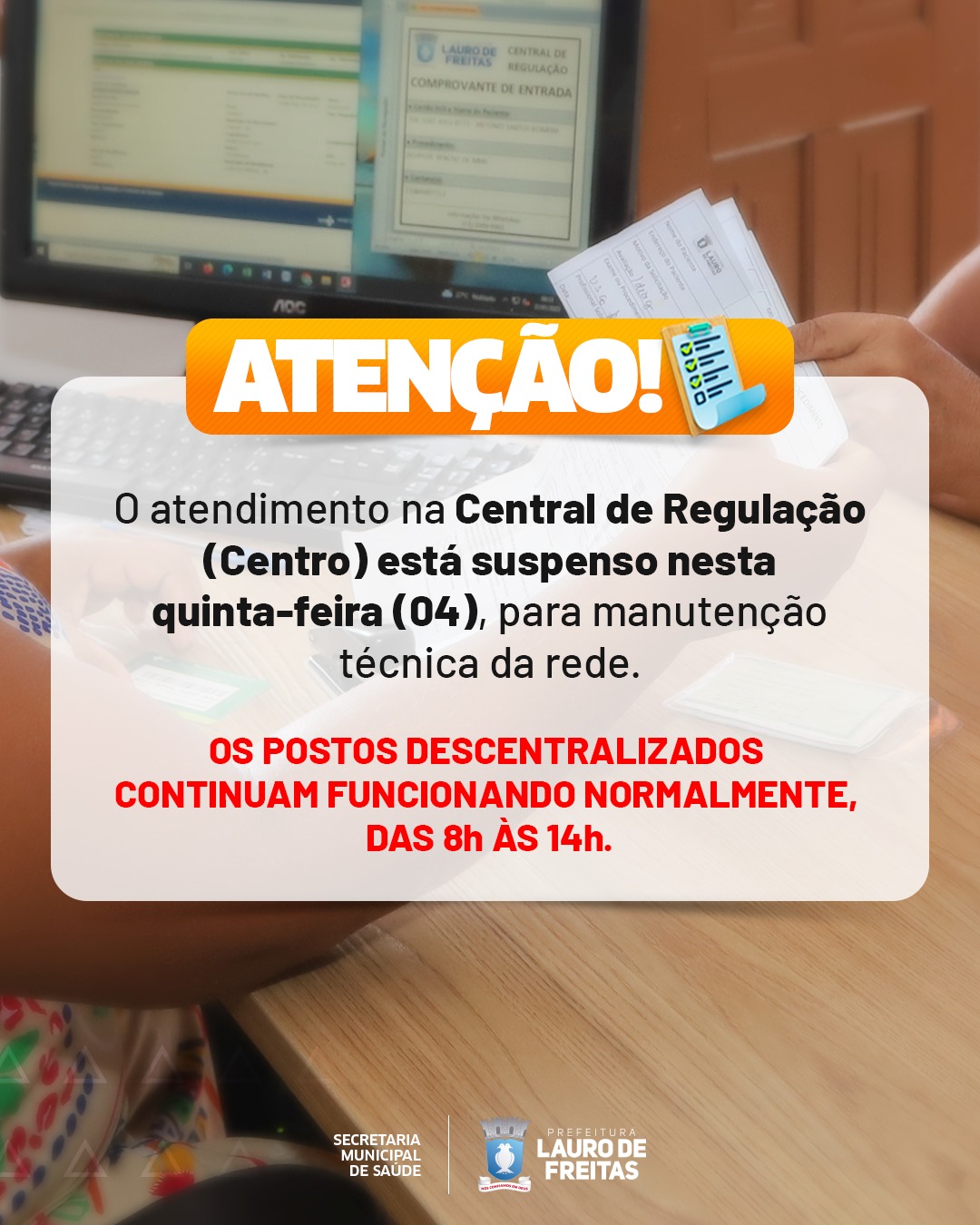 Lauro de Freitas já conta 14 postos descentralizados da regulação; Central passa por manutenção nesta quinta-feira (04)