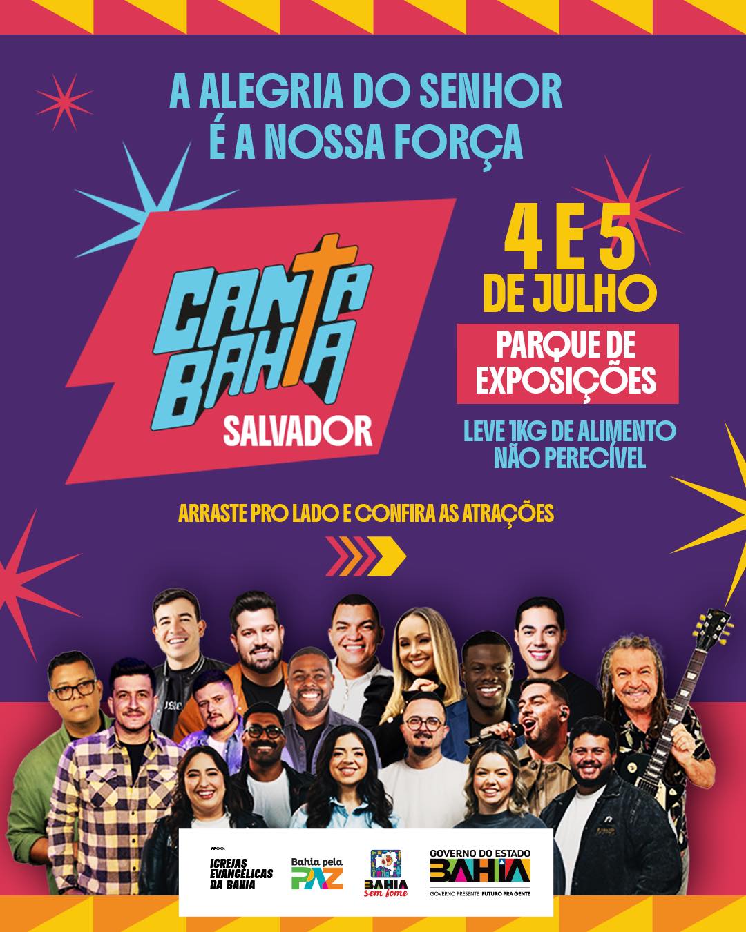 Festival gospel Canta Bahia 2025 promete grandes atrações Bruna Karla, Nengo Vieira e Anderson Freire são alguns dos artistas que se apresentarão no Canta Bahia 2025, em Salvador.
